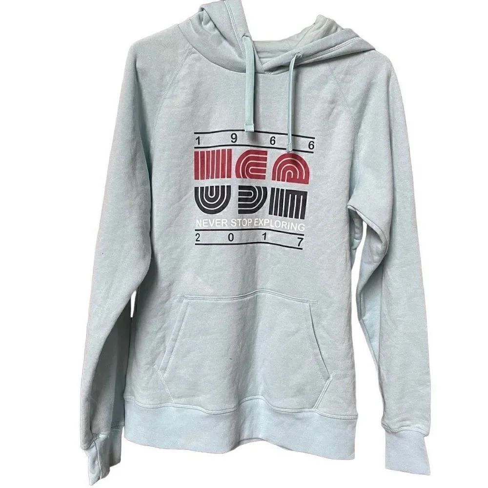The North Face Hoodie Women’s L Pullover Windmill Heather Blue USA FLAWED